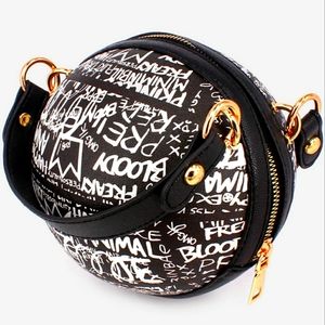 Black Graffiti Basket Ball Tote Bag